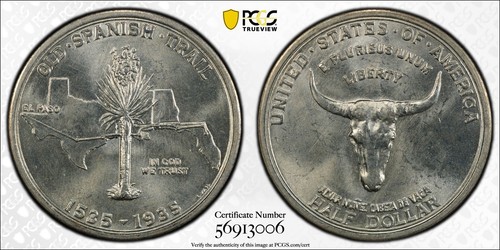 1935 P Classic Commemorative Old Spanish Trail PCGS MS-64 Spanish Trail