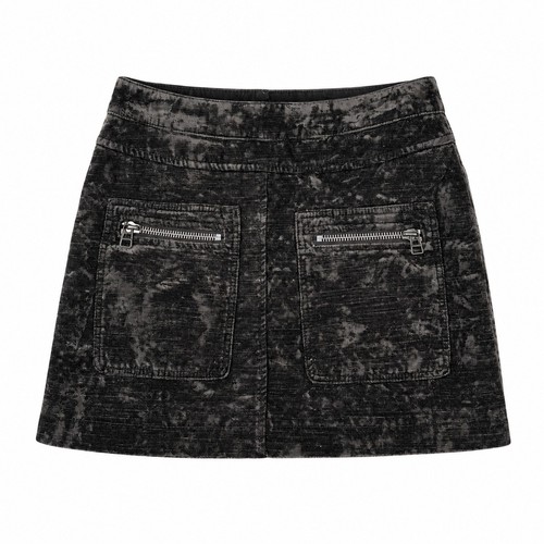 Free People Dust to Dust Mini Skirt Womens 6 Brown Crushed Velvet Acid Wash Boho