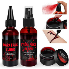 3PCS Halloween Fake Blood Kit Spray, Drip  Gel for Zombie Vampire Cosplay