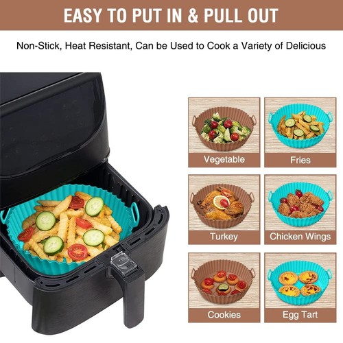 2 Pcs Air Fryer Silicone Liners 4QT Reusable Heat Resistant for 3 to 5 Inserts - Picture 5 of 7