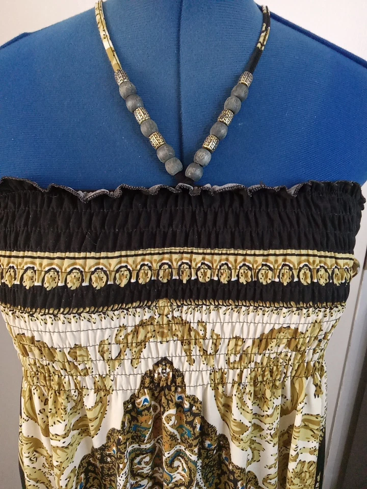 Vestido para mujer India Boutique 1X corbatas multicolor hasta la rodilla con cuentas Foto 2 de 4