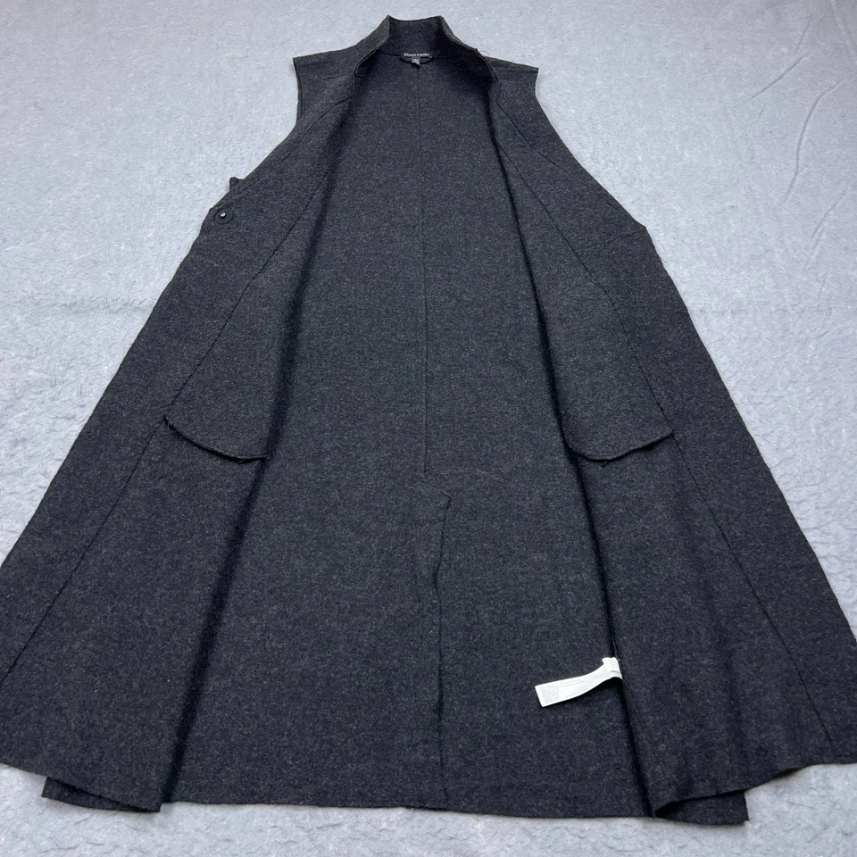 Cárdigan para mujer Eileen Fisher gris medio 100 % lana merino sin mangas plumero Foto 4 de 4