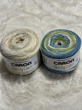 Caron Skinny Cakes Yarn Spearmint Vanilla Almond Lot Of 2 Acrylic #3 Light