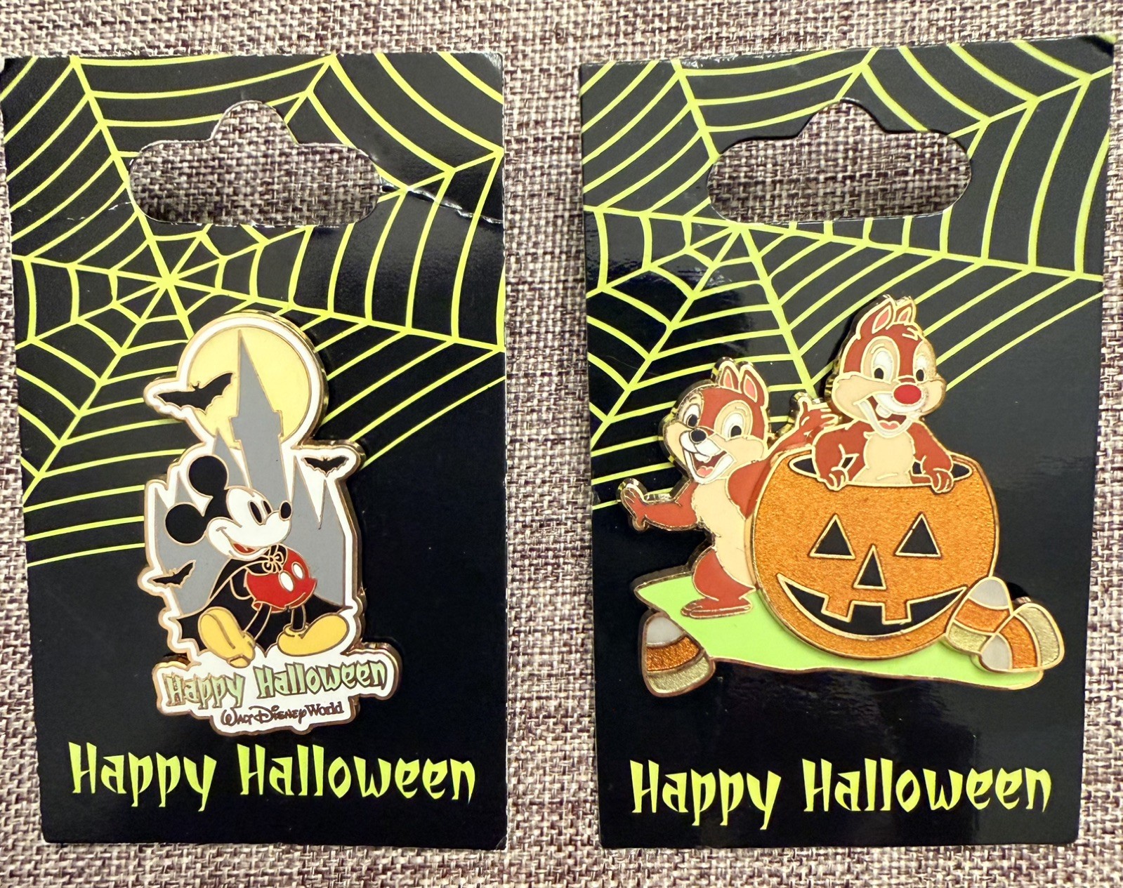 Disney Halloween 2006 Pins Mickey 49521 and Chip and Dale 48634