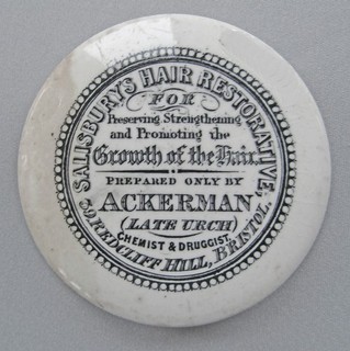 Vintage/Antique Bristol Pot Lid Ackerman Salisburys Hair Restorative