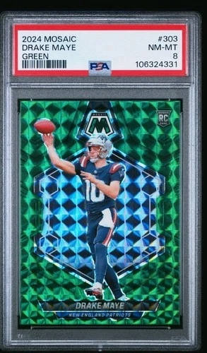 2024 PANINI MOSAIC GREEN #303 DRAKE MAYE ROOKIE RC PSA 8 8A