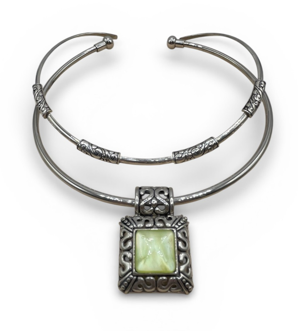 VTG Statement Hasli Silver tone Scrollwork Rigid … - image 1