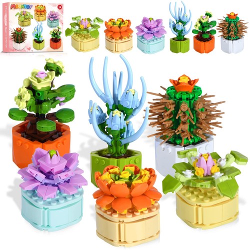 Flowers Succulents Botanical Collection Building Toys Set, Plants Office Home...