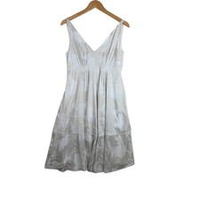Ann Taylor Pleated Floral Jacquard Print Sleeveless Dress size 2 Off-White