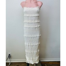 NWT House of CB Solana Ivory Sequin Pleated Tiered Maxi Dress Women’s S