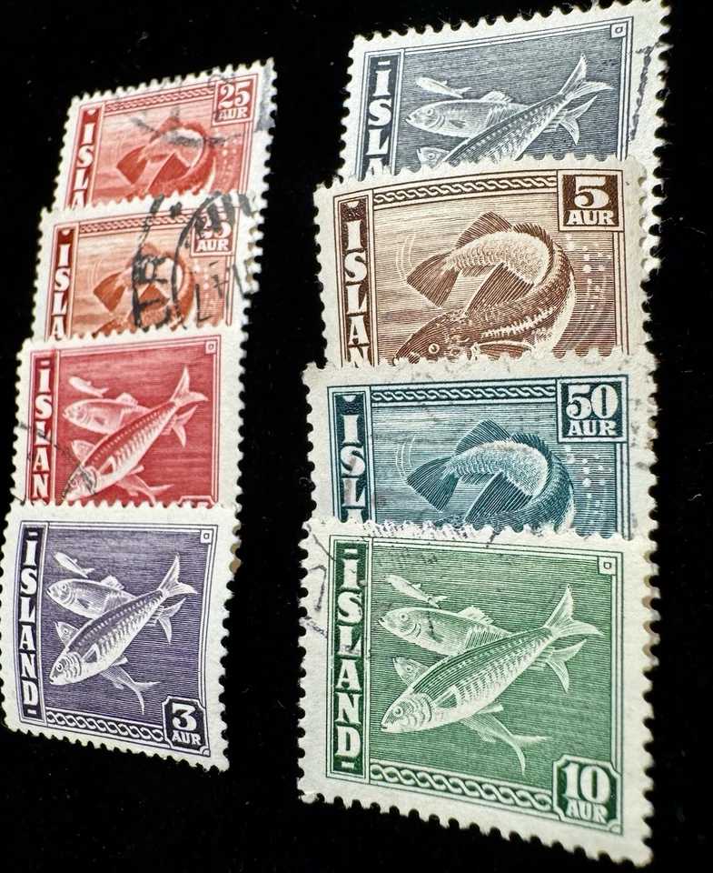 Iceland Marine Life AUR Set (8) - MNH Originales, Goma Limpia, Colores Brillantes Foto 3 de 4