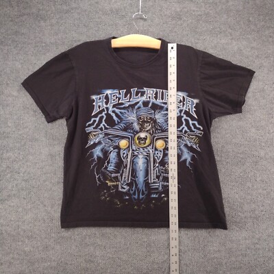 T-shirt HELL RIDER Homme – Noir, Coton, Manches Courtes – Fin De Stock (neuf Avec étiquettes)