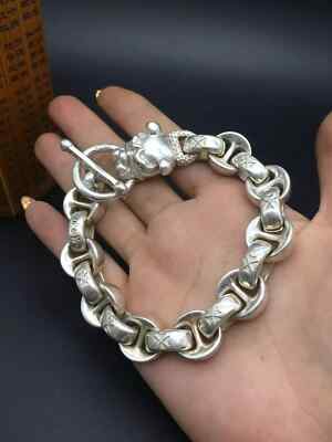 Asian chinese old miao silver hand cast statue bracelet jewel cool gift