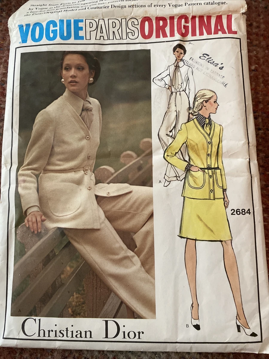 Vogue 2684 Vintage 70s Sewing Pattern by Christian Dior Ensemble 
