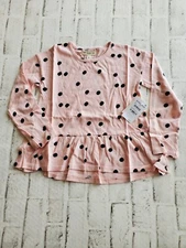 Girl's size 5 Nordstrom Tucker+Tate Long sleeve peplum top:Pink English Scribble