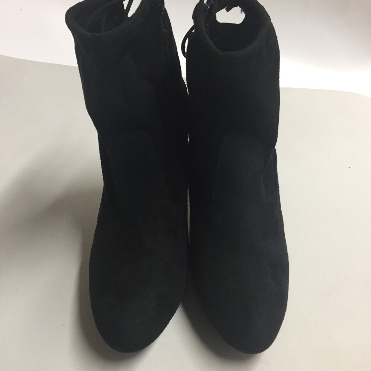 Bamboo Black Suede Heel Pointed Booties Side Zip Size 8 Bamboo Black Suede Heel Pointed Booties Side Zip Size 8