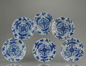 #6 Antique Chinese Porcelain 18th C Kangxi Period Blue White Dinner Plat...