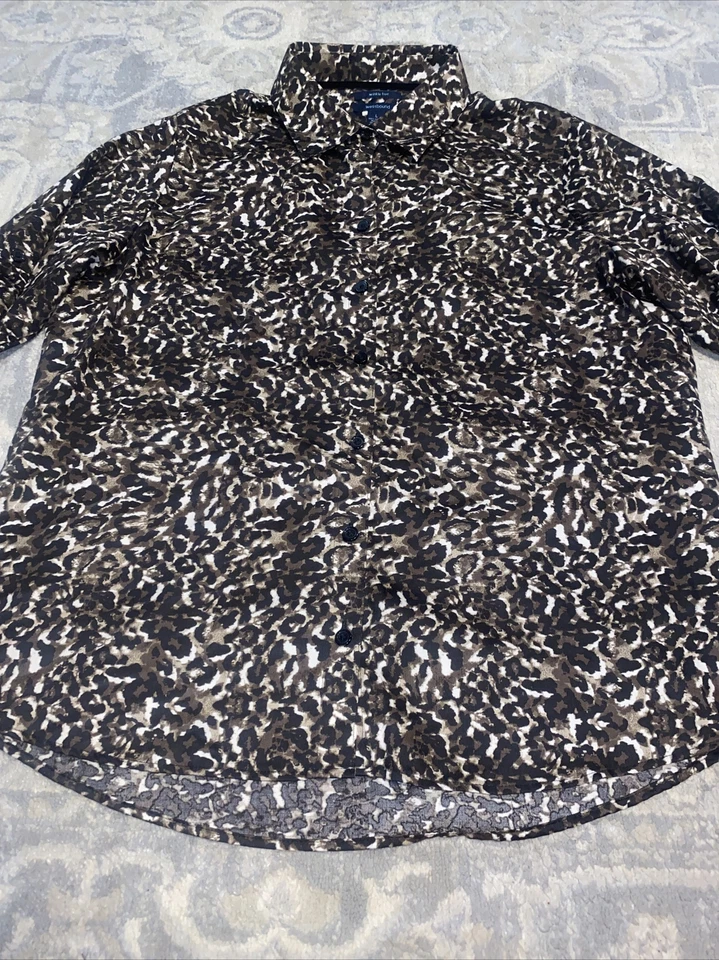 Blusa Camisa Westbound Mujer Estampado Animal Marrón Sin Arrugas Abotonada Talla Grande Foto 2 de 4
