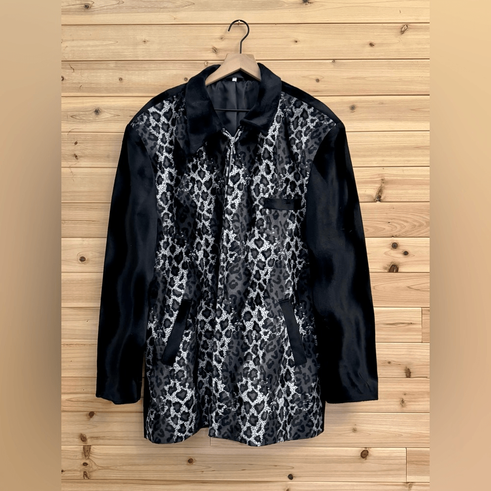 PONY Giacca vintage anni 90 Pronti taglia XLarge unisex finti capelli di cavallo stampa leopardata