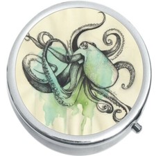 Blue Green Octopus Medicine Vitamin Pill Box