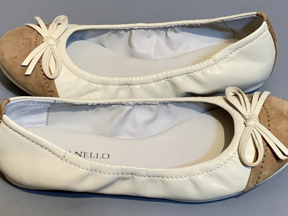 Tignanello TGNIMBLE Ballet Pisos Cuero Gamuza Blanco Talla 5-1/2 M Foto 2 de 4