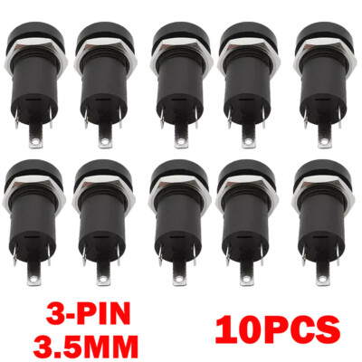 10x 3.5mm Audio Female Jack Socket 3Pole Stereo Solder Panel Mount Adapters NEW