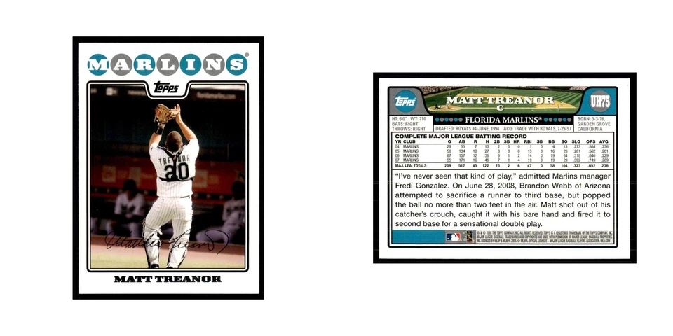 2008 Topps Matt Treanor Baseball Cards #UH75 - Image 3 of 3