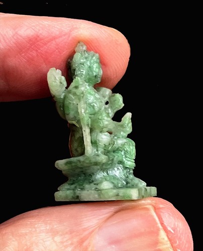 MINI-MASTERPIECE CARVING! Sacred Hand-Crafted Lord Brahma In Burmese Jadeite - Picture 4 of 4