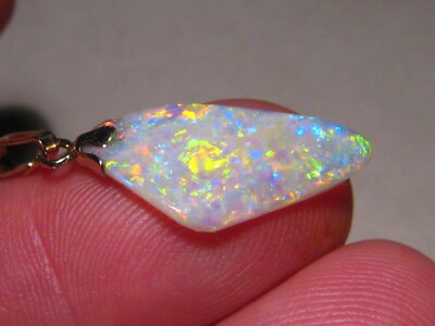 2,75 ct. Opal Anhänger - 14 k Gelbgold - versteinerter Muschelopal