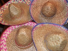 Lot of 4 Vintage Mexican Sombrero Adult Size Perfect for Cinco de Mayo 20 x 8"