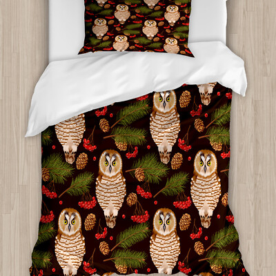Tierkunst Bettwäsche Set Eulen und Rowan Zweige