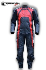 § DESTOCKAGE § COMBINAISON MOTO CUIR PISTE OU ROUTE NOIR ET ROUGE TAILLE XL