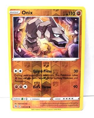 アッケ138 Pokémon TCG - ONIX - 138/264 - Reverse Holo - Fusion Strike (2021