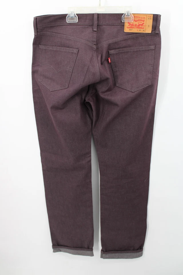 Pantalones de mezclilla Levi's 501 retráctiles para hombre 36/36 botones mosca blanco roble cono púrpura Foto 4 de 4