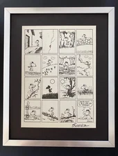 CHARLES SCHULZ + Signed Vintage 1968 Peanuts SNOOPY Cartoon + New  Frame!