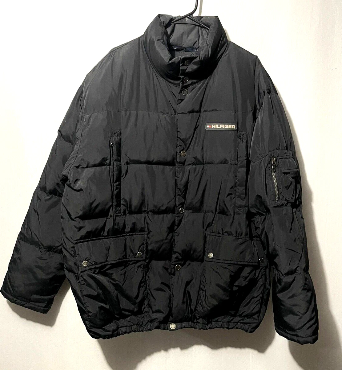 Tommy Hilfiger Black Down Feather Puffer Jacket Coat Mens Size XL |