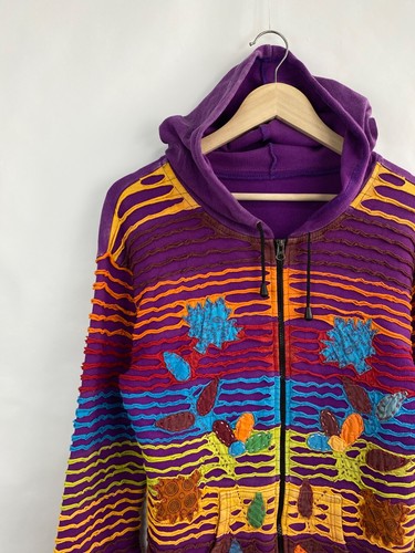 ☮️ 🍄 LSD Asymmetry Hippie Peace Art Women's Hoodie kapital Style Y2K size S/M - Picture 3 of 7