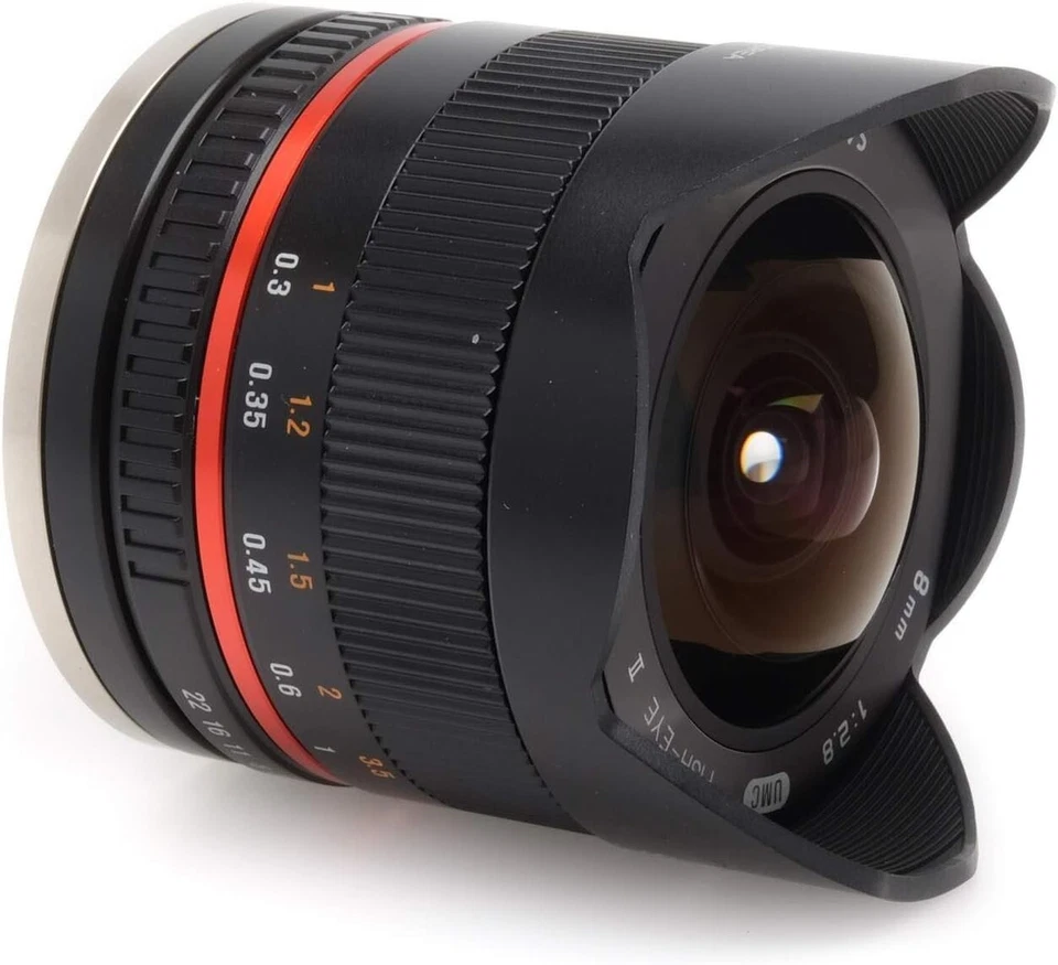 Lente Samyang 8 mm F2,8 UMC Fisheye II (negro) para montura Canon EF-M Foto 3 de 4
