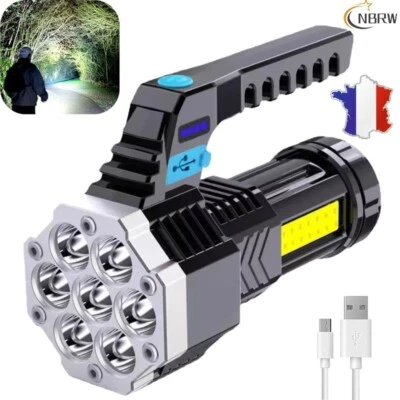 Lampe Torche 7 LED Ultra Puissante Lampe de Poche Rechargeable Tactique voyage