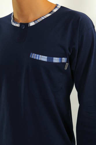Herren Schlafanzug Sesto Pyjama 100% Baumwolle Langarm + Pyjamahose Nachtanzug - Bild 5 von 93