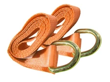 2" X 10 ft Orange Lasso Tie Down Straps w/ O-Rings Cinch D Ring Wheel (2 Pack)