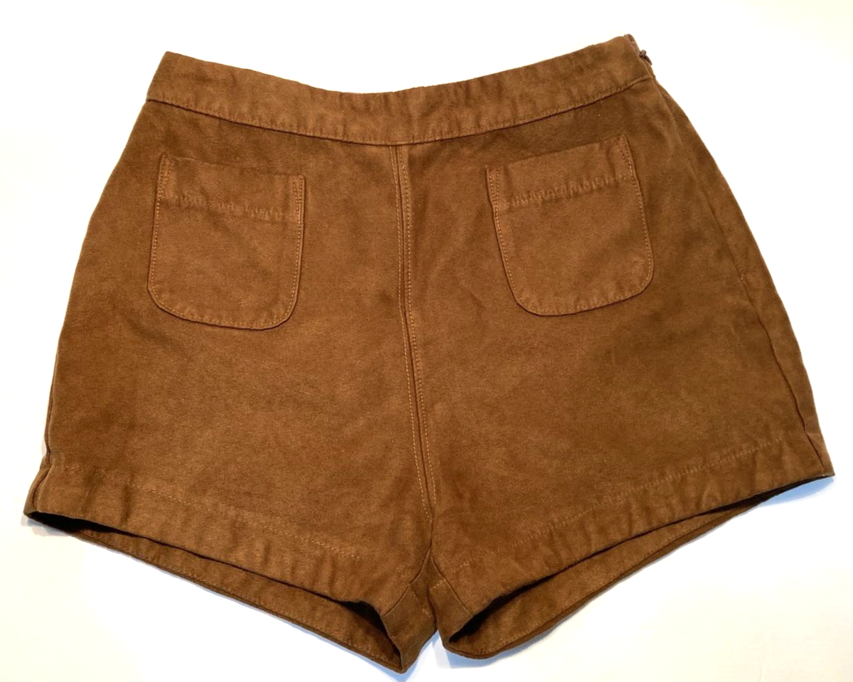 Women's Hollister Brown Faux Suede Shorts Front Pockets Side