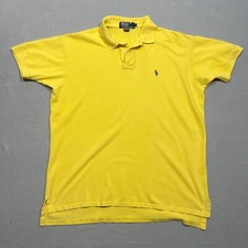 VTG POLO RALPH LAUREN Size Large Made in USA Mens Polo Shirt Yellow Soft Cotton
