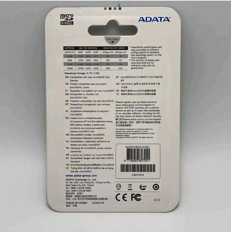 NEW ADATA 16GB microSDHC Class 4 Memory Card with Adaptor - AUSDH16GCL4-RA1 - Image 2 of 3