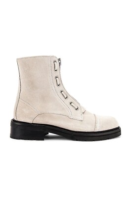 $300 Allsaints Ariel Boot White Suede Distressed Moto Zip 38 (TB25