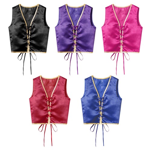 Girls Medieval Pirate Vest Renaissance Lace Up Halloween Waistcoat Costume Tops - Bild 3 von 69