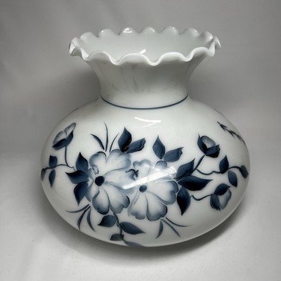 Vintage Blue Floral Rose Hurricane Lamp Replacement Shade 6.5  Fitter GWTW