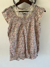 NINE WEST Pink Floral Shirt Lace Accent
