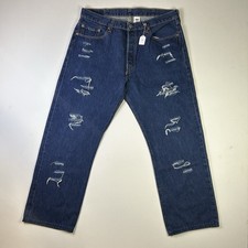 Vintage 80s 90s..MADE IN USA..DISTRESSED..LEVIS 501 DENIM..JEANS.. 36x26