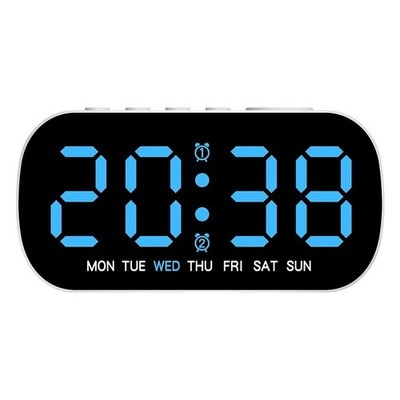 Elektrischer Digitaler LED-Wecker Netzbetrieben Spiegel Display Schlafzimmer Nachttisch UK